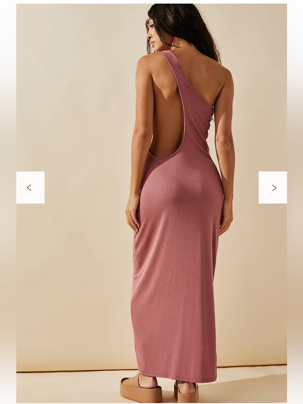 Free People Beach Saturday Night Midi Dress XS Pink Mauve One Shoulder Bodycon - Picture 5 of 14